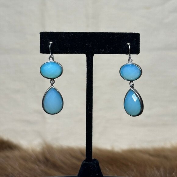 Marcia Moran Jewelry - Marcia Moran Silver-Lined Blue Stone Drop Earrings